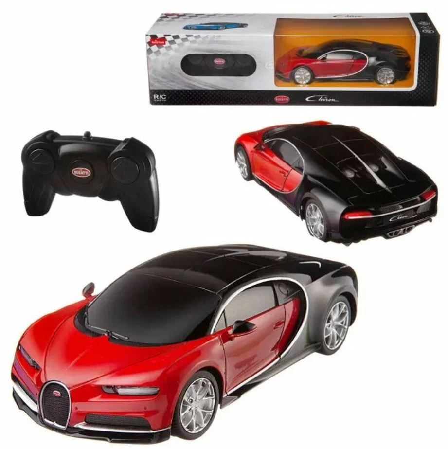 Машинка на радиоуправлении Rastar 76100R Bugatti Chiron (1:24, 18,5см). Красная с чёрным